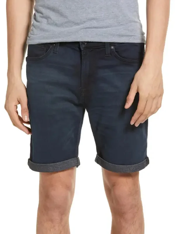 Men's Washed Denim Short,Dark Blue