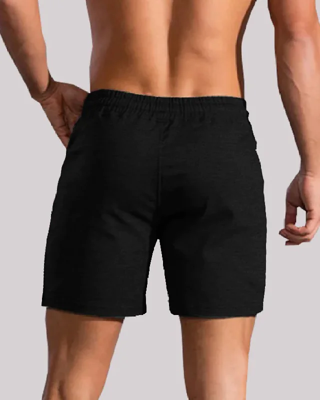 Men Drawstring Black Boxer Shorts