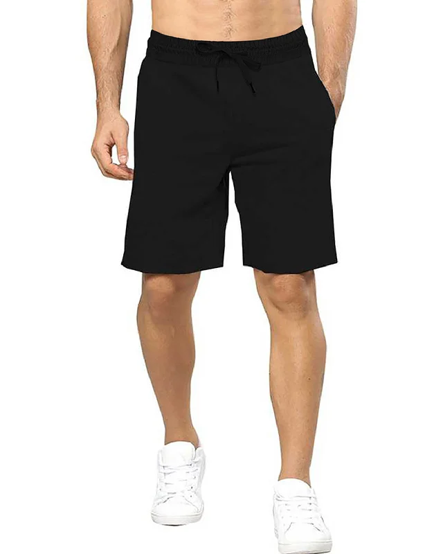 Solid Men Black Regular Shorts