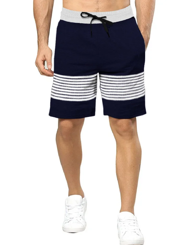 Color Block Men Dark Blue Regular Shorts