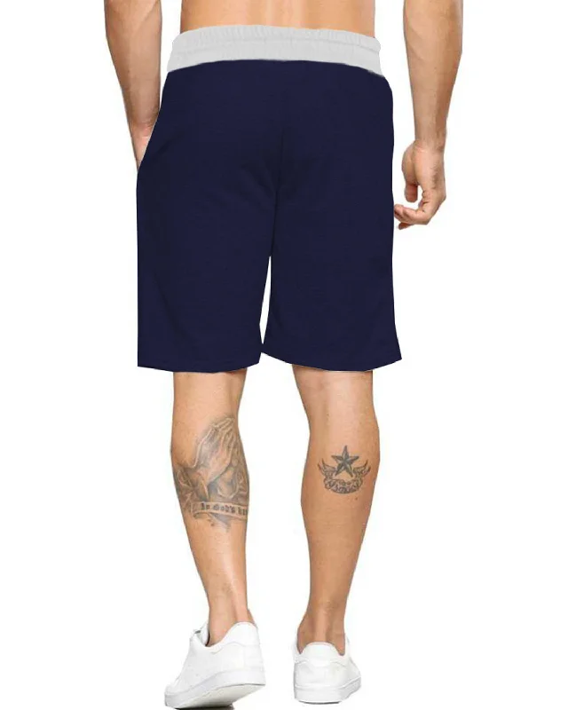 Color Block Men Dark Blue Red Regular Shorts