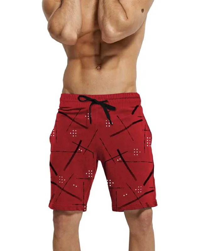 Men Red Printed Regular Shorts