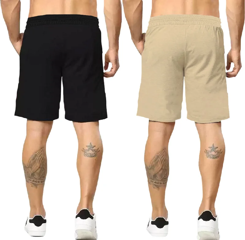 mens short-PACK OF 2 - BLACK -BEIGE