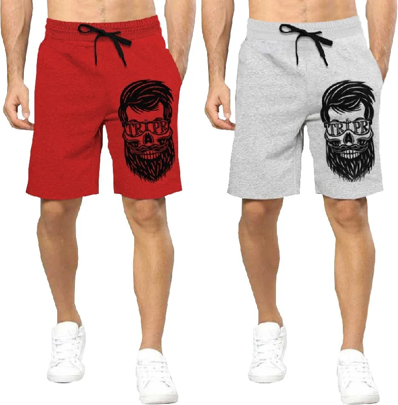 mens short-PACK OF 2-red-grey