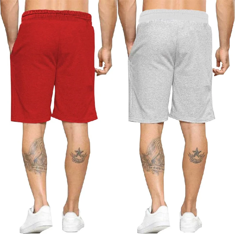 mens short-PACK OF 2-red-grey