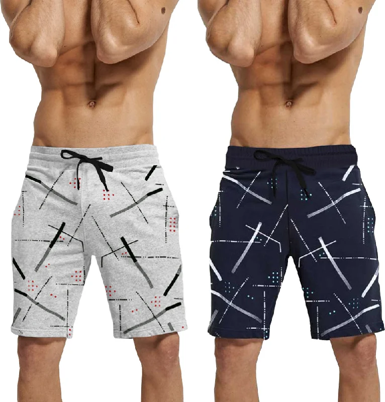 mens short-PACK OF 2-navyblue-grey