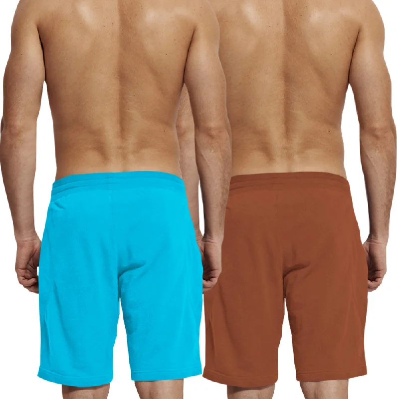 mens short-PACK OF 2-Brown-skyblue