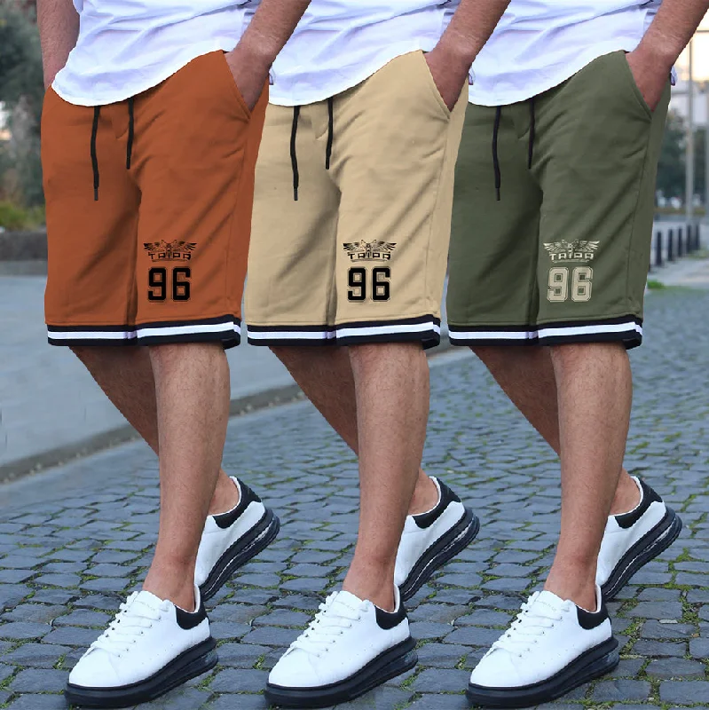 mens short-PACK OF 3-olivegreen-brown-beige