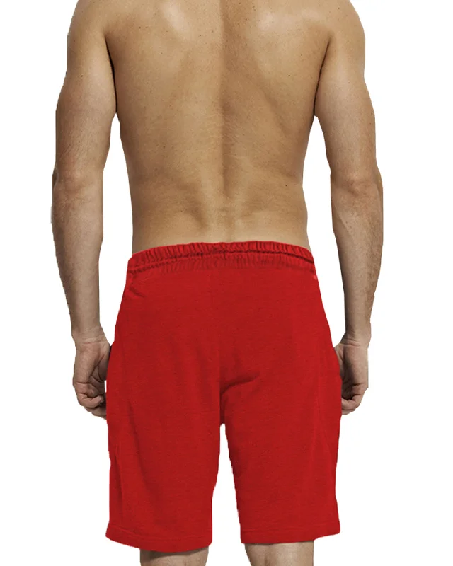 Color Block Men Red White Regular Shorts