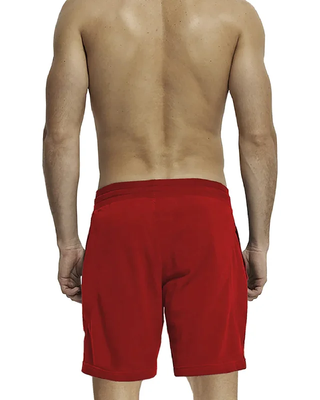 Men Red Black Striped Regular Shorts