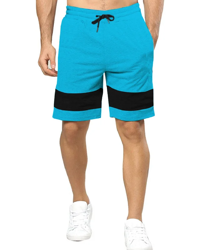 Men Skyblue Black Regular Shorts