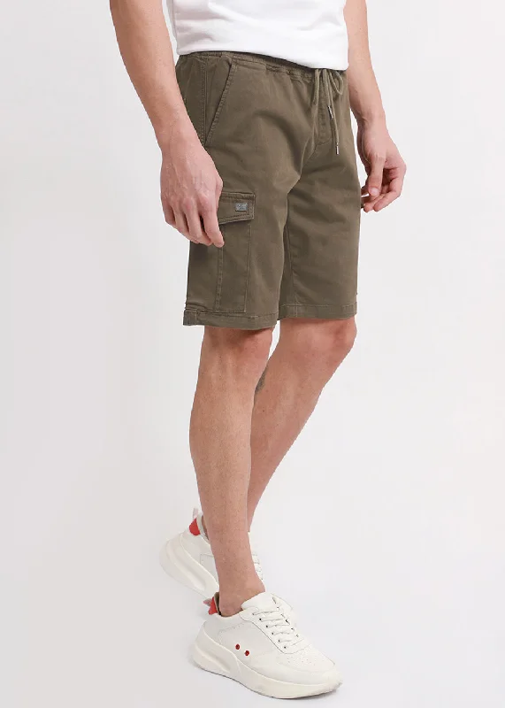 Moss Green Cotton Cargo Shorts