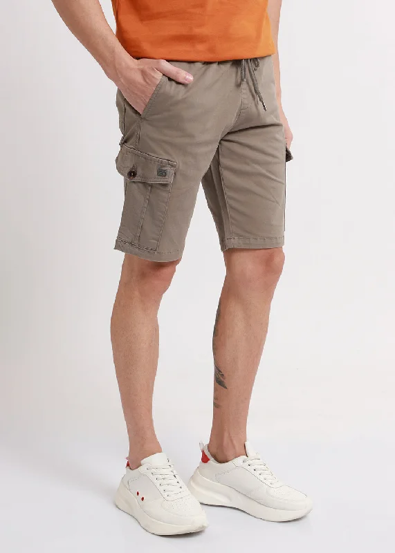 Tan Brown Cotton Cargo shorts