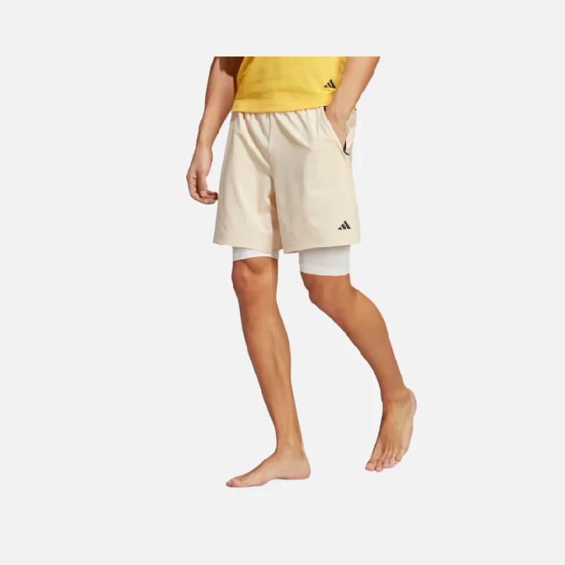 Adidas Yoga Training 2 in 1 Men's Training Shorts -Sand Strata/White