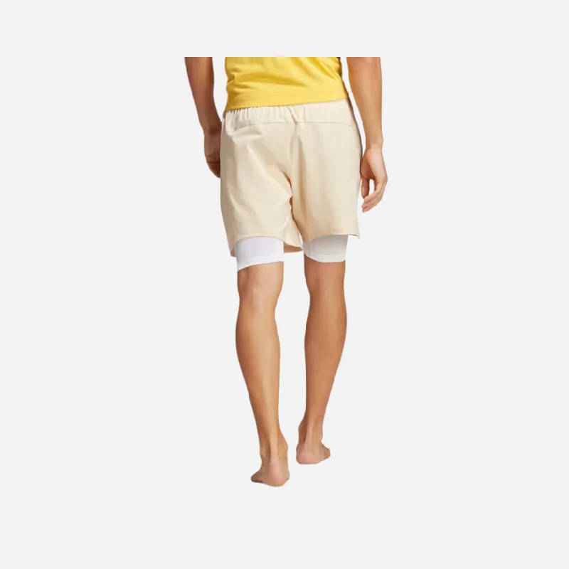 Adidas Yoga Training 2 in 1 Men's Training Shorts -Sand Strata/White