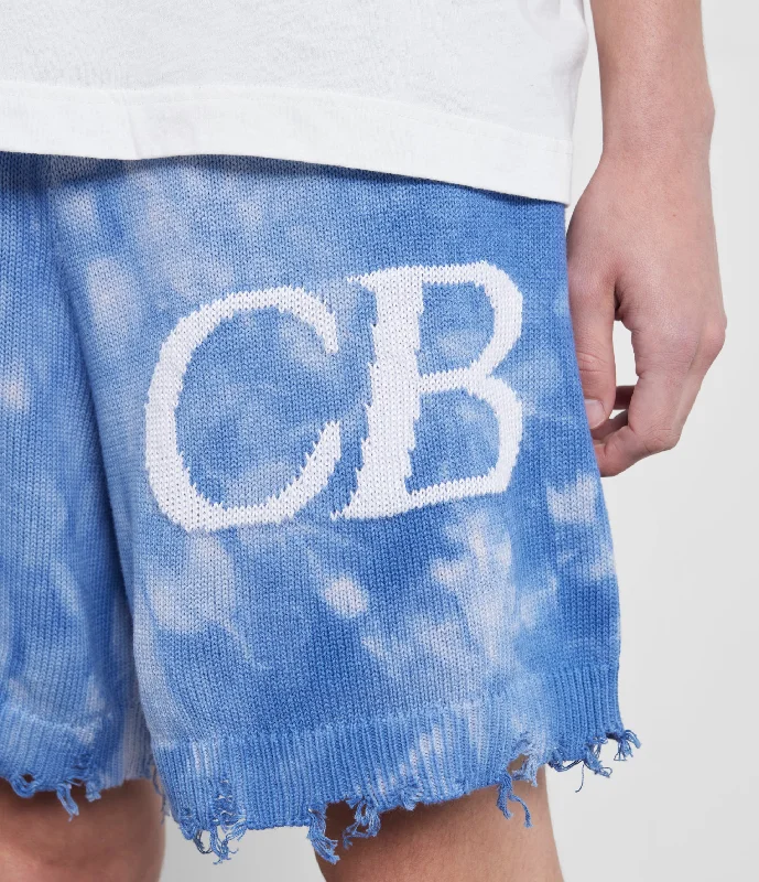 DISTRESSED COTTON KNIT SHORTS