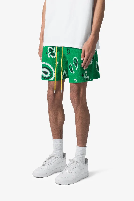 Paisley Knit Shorts - Green