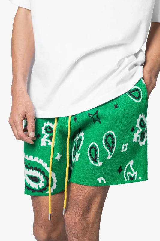 Paisley Knit Shorts - Green