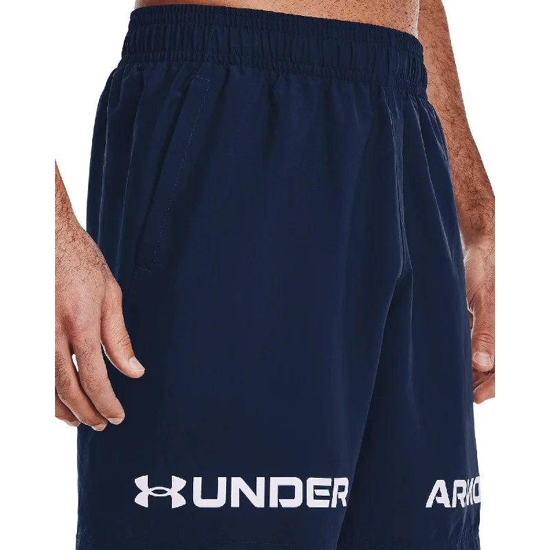 Under Armour Woven Graphic Wordmark Mens Training Shorts - Navy