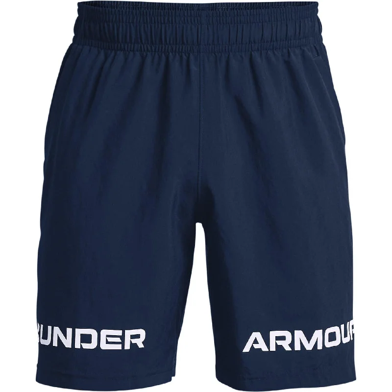 Under Armour Woven Graphic Wordmark Mens Training Shorts - Navy