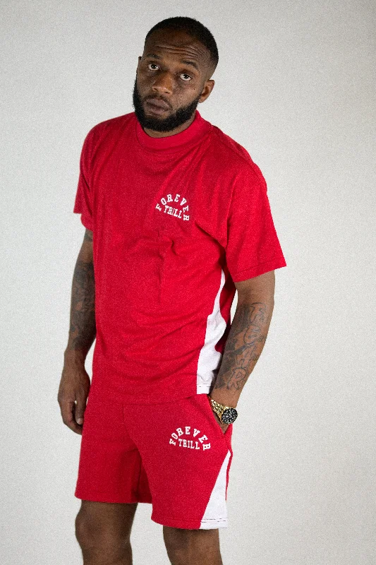 Forever Trill Cotton Shorts - Red/White