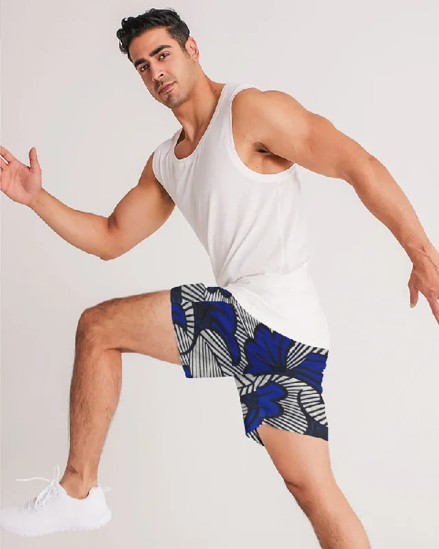 AKH African Fleurs Bleues Men's Jogger Shorts