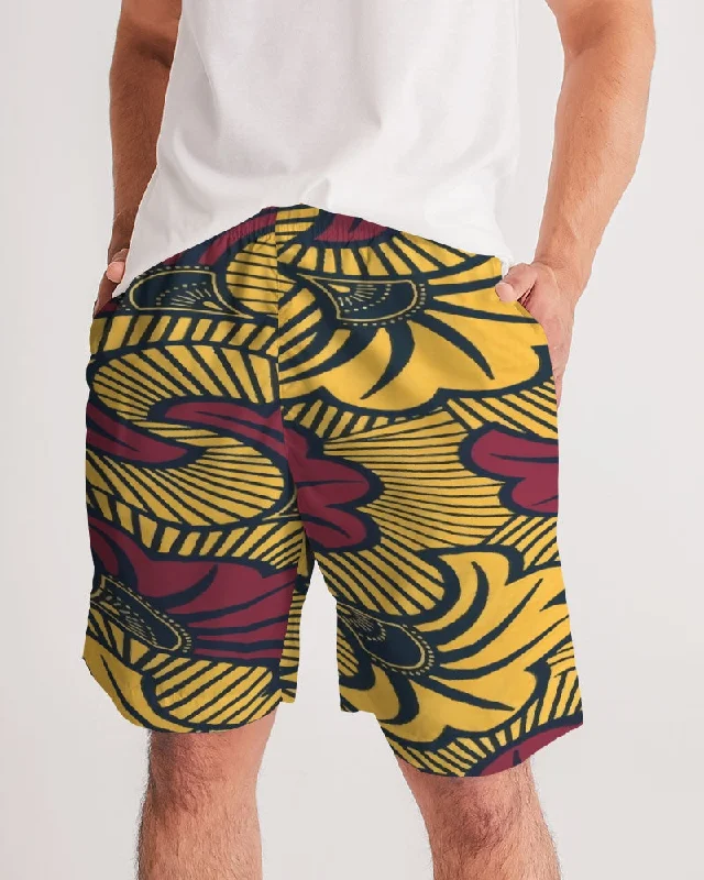 AKH African Fleurs Rouges Men's Jogger Shorts