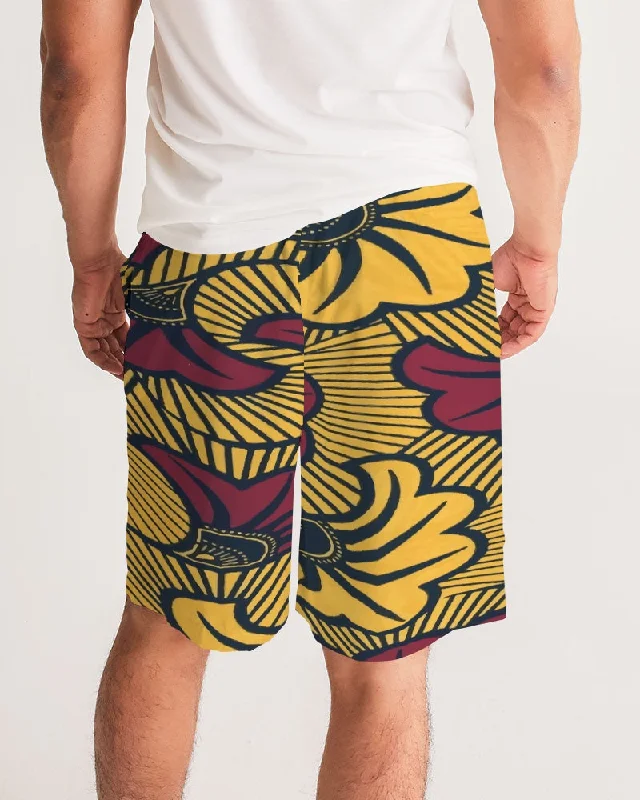 AKH African Fleurs Rouges Men's Jogger Shorts