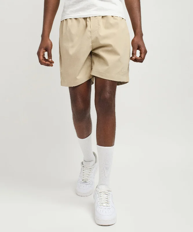 Spritz Embroidered Texture Woven Shorts - Khaki