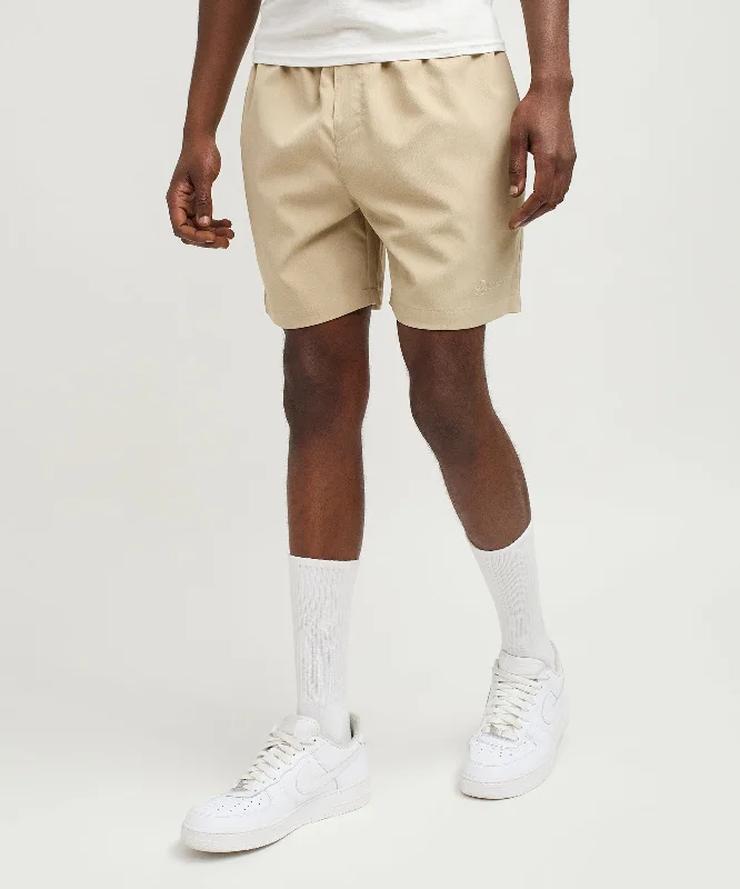 Spritz Embroidered Texture Woven Shorts - Khaki