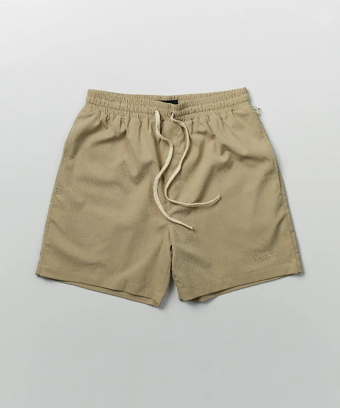 Spritz Embroidered Texture Woven Shorts - Khaki