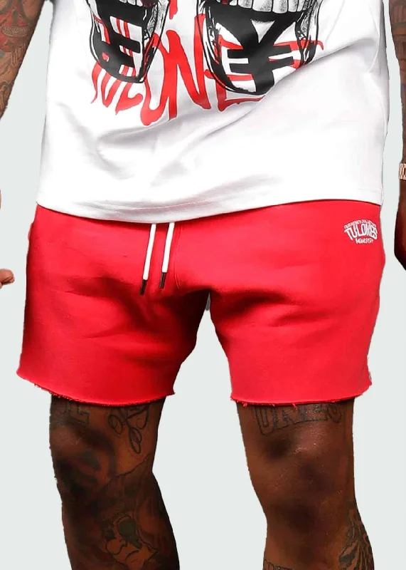 Cut Off Cotton Shorts Red