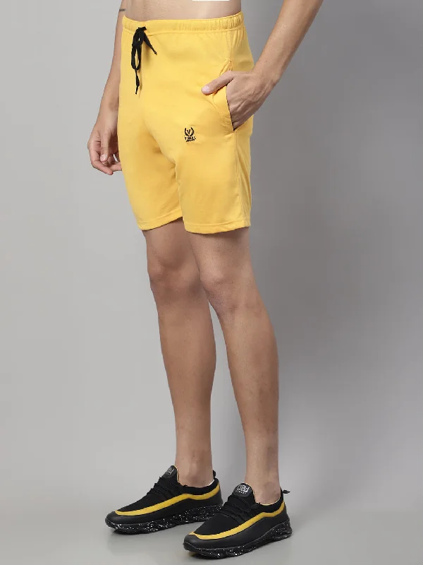 Vimal Jonney Yellow Regular fit Cotton Shorts for Men