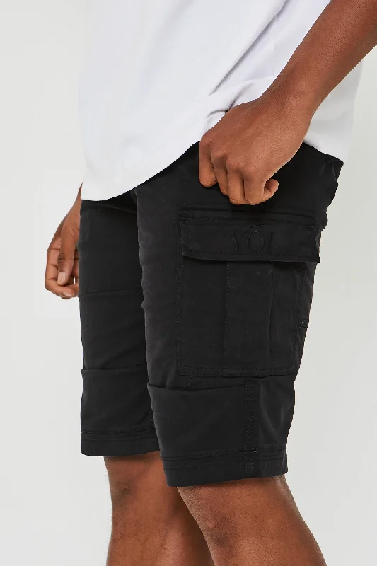 Langford Cargo Cotton Shorts - Black