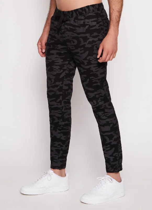 Mens Twill Drawstring Stretch Joggers