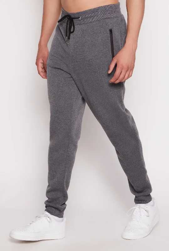 Mens Fleece Lined Zip Drawstring Joggers