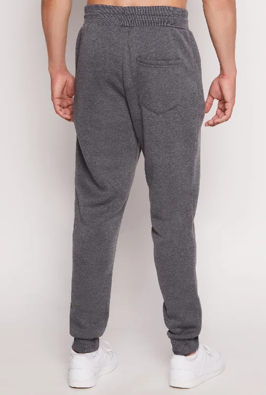 Mens Fleece Lined Zip Drawstring Joggers