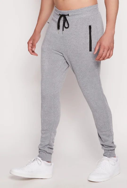 Mens Fleece Lined Zip Drawstring Joggers