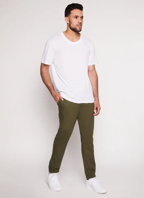 Mens Twill Drawstring Stretch Joggers