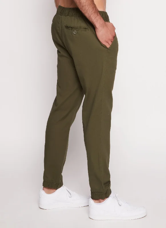 Mens Twill Drawstring Stretch Joggers